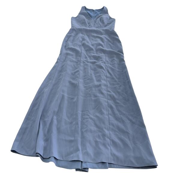 After Six Dress Womens 8R Larkspur Blue V Neck Keyhole Crepe Trumpet Gown 6821 - Picture 3 of 10